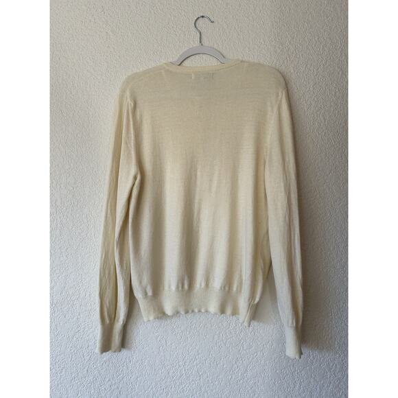 Bianco & Blu Women’s Butter Yellow Cardigan Wool Cashmere Silk XL Preppy - Picture 3 of 7